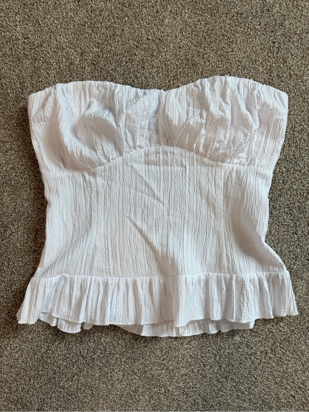 Timing White Strapless Ruffled Bustier tube top. NWOT